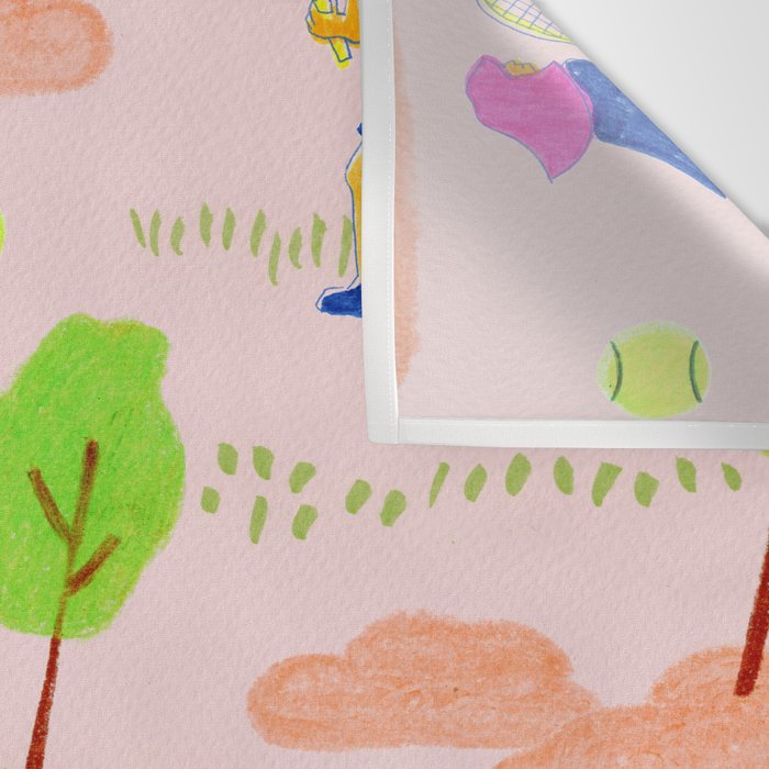 Let's Play Tennis in Peachy Pink Wall Tapestry Gallery Image 3