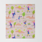 Let's Play Tennis in Peachy Pink Throw Blanket Gallery Image 2