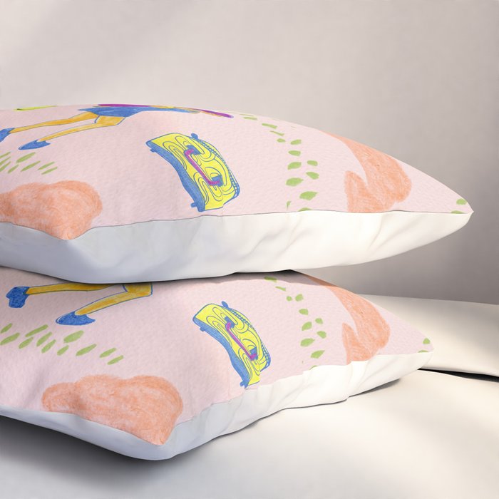 Let's Play Tennis in Peachy Pink Pillow Sham Gallery Image 3