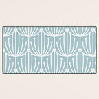 Retro Art, Floral Prints, Light Blue and White Desk Mat Gallery Image 3