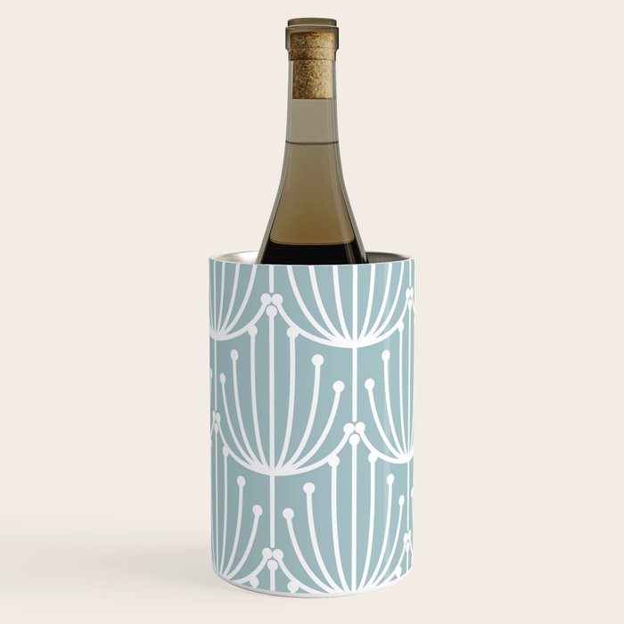 Retro Art, Floral Prints, Light Blue and White Wine Chiller Gallery Image 2