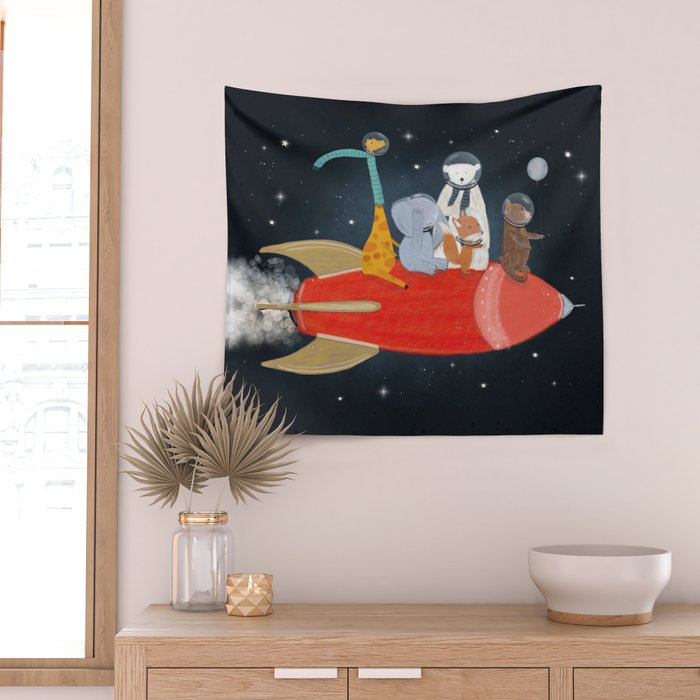 lets all go to the moon Wall Tapestry Gallery Image 2