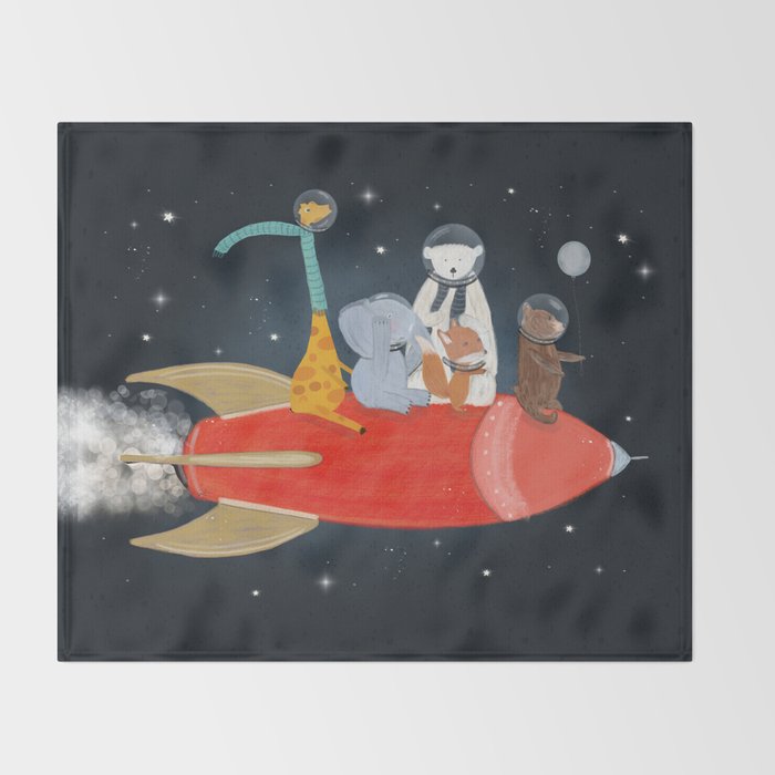 lets all go to the moon Throw Blanket Gallery Image 2