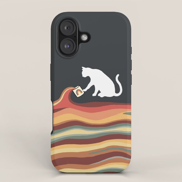 Rainbow cat 1b black magic coffee milk drop iPhone Case Gallery Image 1