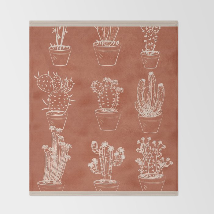 Minimalist Cactus Art 1 Throw Blanket Gallery Image 2