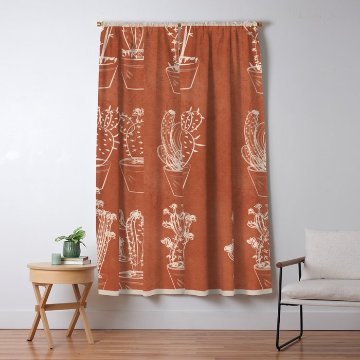 Minimalist Cactus Art 1 Window Curtain Gallery Image 1