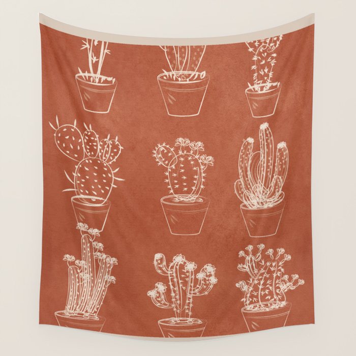 Minimalist Cactus Art 1 Wall Tapestry Gallery Image 4