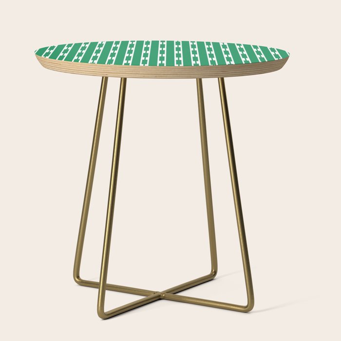 Geometric Striped Geo Chain Vertical Pattern in Kelly Green and White Side Table Gallery Image 1