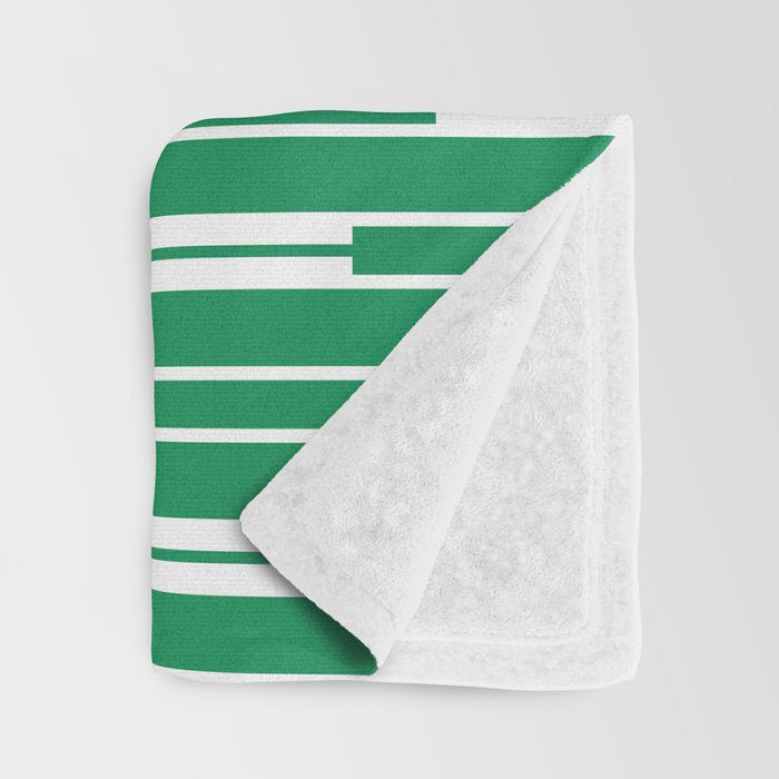 Geometric Striped Geo Chain Vertical Pattern in Kelly Green and White Throw Blanket Gallery Image 3