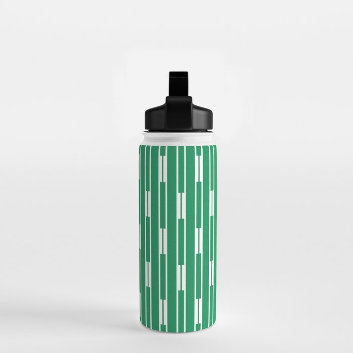 Geometric Striped Geo Chain Vertical Pattern in Kelly Green and White Water Bottle Gallery Image 2