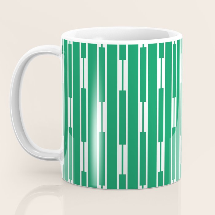 Geometric Striped Geo Chain Vertical Pattern in Kelly Green and White Coffee Mug Gallery Image 3