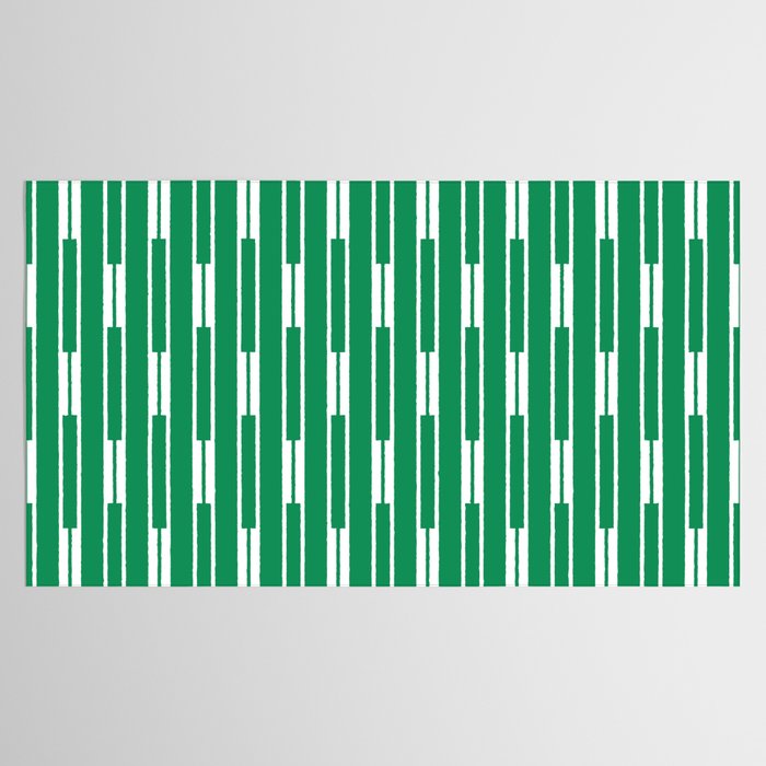 Geometric Striped Geo Chain Vertical Pattern in Kelly Green and White Tablecloth Gallery Image 2