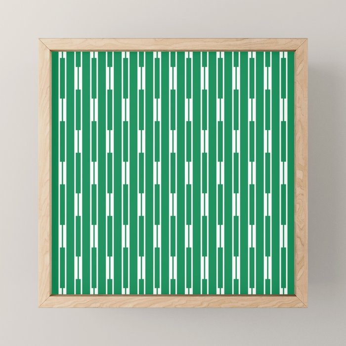 Geometric Striped Geo Chain Vertical Pattern in Kelly Green and White Mini Art Print Gallery Image 1