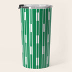 Geometric Striped Geo Chain Vertical Pattern in Kelly Green and White Travel Mug Gallery Image 3