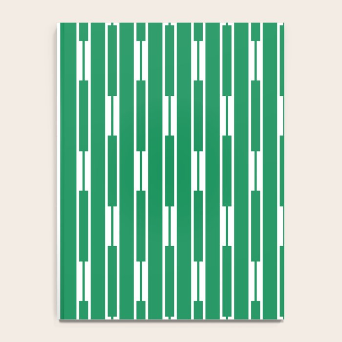 Geometric Striped Geo Chain Vertical Pattern in Kelly Green and White Notebook Gallery Image 4