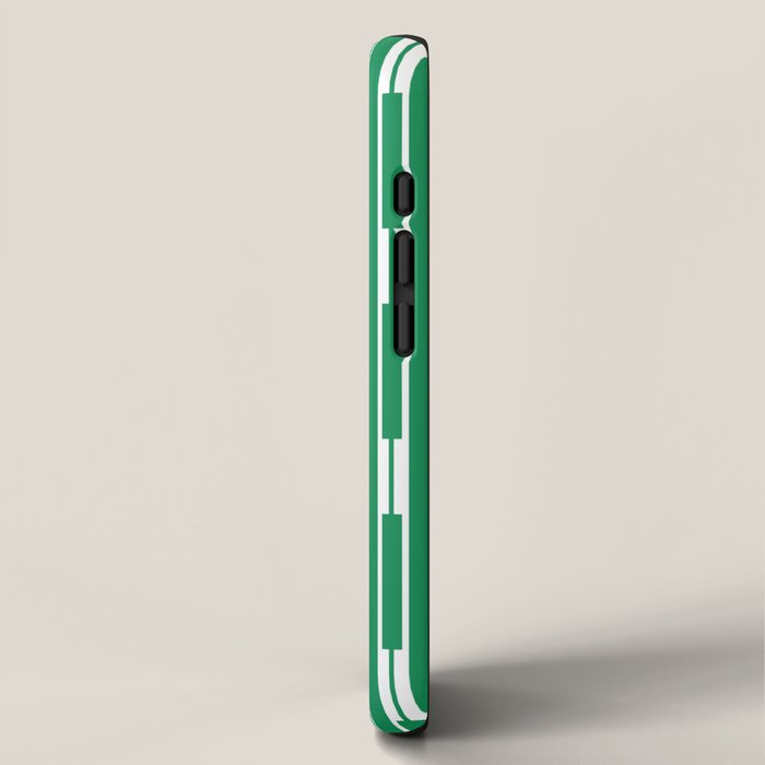 Geometric Striped Geo Chain Vertical Pattern in Kelly Green and White iPhone Case Gallery Image 2
