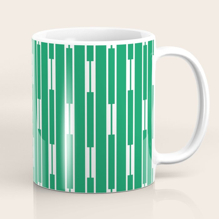 Geometric Striped Geo Chain Vertical Pattern in Kelly Green and White Coffee Mug Gallery Image 1