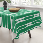 Geometric Striped Geo Chain Vertical Pattern in Kelly Green and White Tablecloth Gallery Image 3
