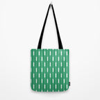Geometric Striped Geo Chain Vertical Pattern in Kelly Green and White Tote Bag Gallery Image 2