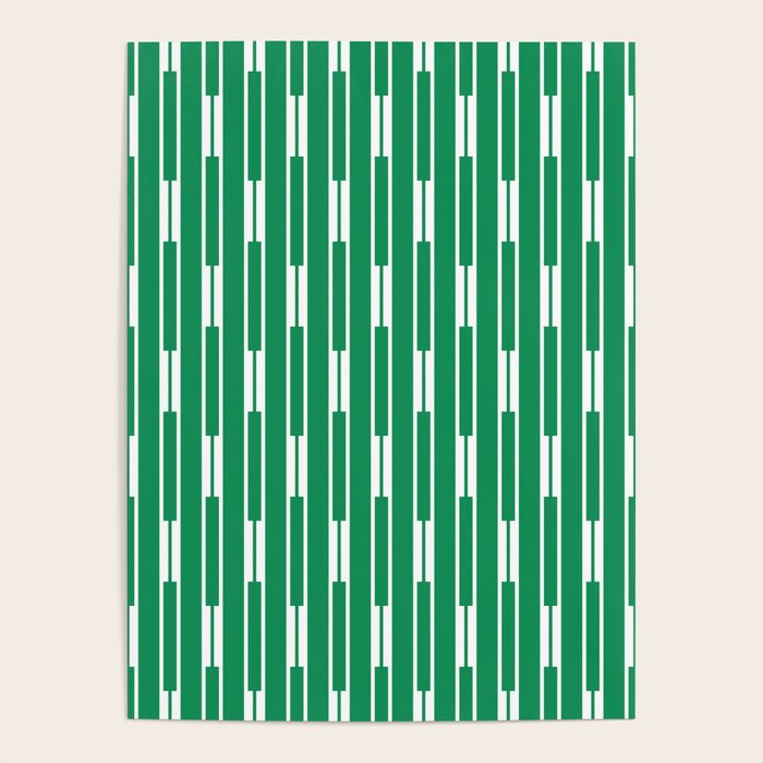 Geometric Striped Geo Chain Vertical Pattern in Kelly Green and White Poster Gallery Image 1