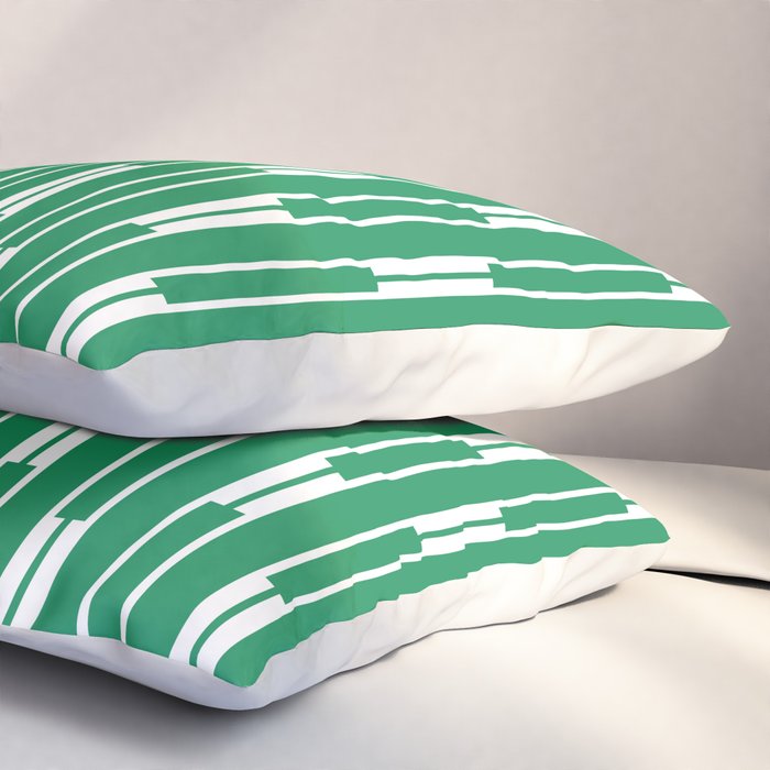 Geometric Striped Geo Chain Vertical Pattern in Kelly Green and White Pillow Sham Gallery Image 3