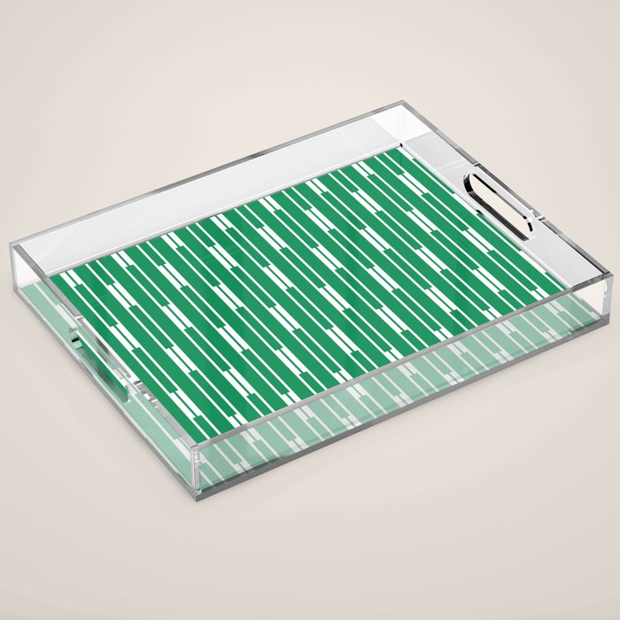Geometric Striped Geo Chain Vertical Pattern in Kelly Green and White Acrylic Tray Gallery Image 1