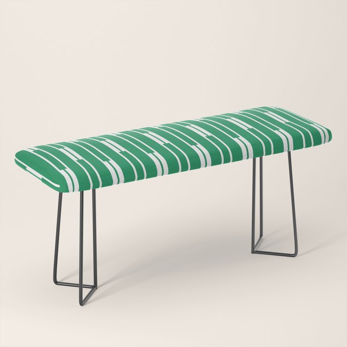 Geometric Striped Geo Chain Vertical Pattern in Kelly Green and White Bench Gallery Image 1