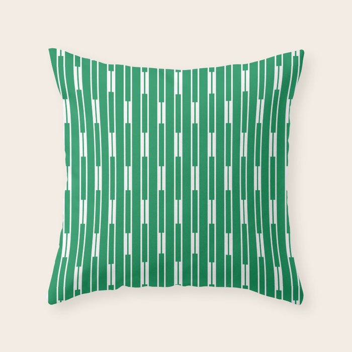 Geometric Striped Geo Chain Vertical Pattern in Kelly Green and White Throw Pillow Gallery Image 3