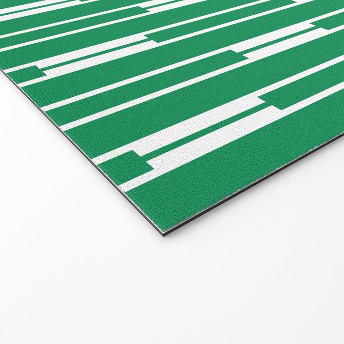 Geometric Striped Geo Chain Vertical Pattern in Kelly Green and White Welcome Mat Gallery Image 2