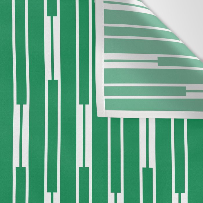 Geometric Striped Geo Chain Vertical Pattern in Kelly Green and White Wall Tapestry Gallery Image 3
