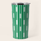 Geometric Striped Geo Chain Vertical Pattern in Kelly Green and White Travel Mug Gallery Image 1
