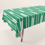 Geometric Striped Geo Chain Vertical Pattern in Kelly Green and White Tablecloth Gallery Image 1
