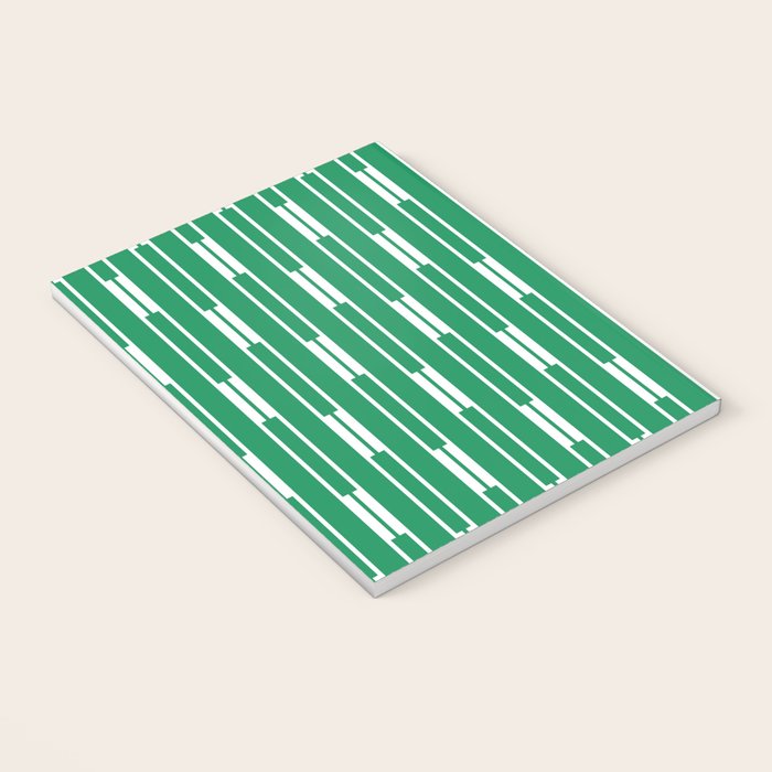 Geometric Striped Geo Chain Vertical Pattern in Kelly Green and White Notebook Gallery Image 3