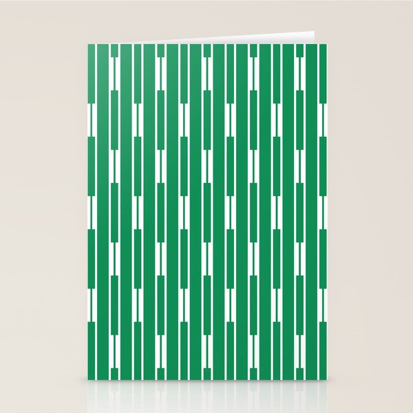 Geometric Striped Geo Chain Vertical Pattern in Kelly Green and White Stationery Card Gallery Image 1
