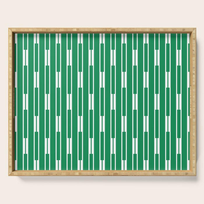 Geometric Striped Geo Chain Vertical Pattern in Kelly Green and White Serving Tray Gallery Image 1