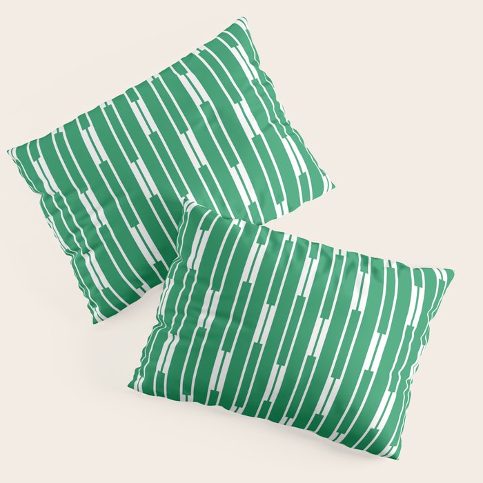 Geometric Striped Geo Chain Vertical Pattern in Kelly Green and White Pillow Sham Gallery Image 1