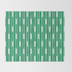 Geometric Striped Geo Chain Vertical Pattern in Kelly Green and White Throw Blanket Gallery Image 2