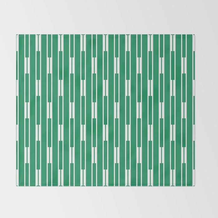 Geometric Striped Geo Chain Vertical Pattern in Kelly Green and White Throw Blanket Gallery Image 2