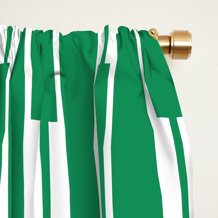 Geometric Striped Geo Chain Vertical Pattern in Kelly Green and White Window Curtain Gallery Image 2