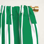 Geometric Striped Geo Chain Vertical Pattern in Kelly Green and White Window Curtain Gallery Image 2