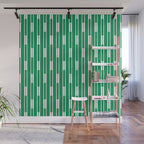 Geometric Striped Geo Chain Vertical Pattern in Kelly Green and White Wall Mural Gallery Image 1
