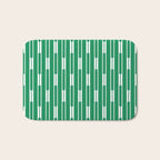 Geometric Striped Geo Chain Vertical Pattern in Kelly Green and White Bath Mat Gallery Image 1