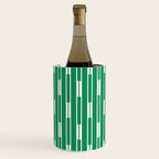 Geometric Striped Geo Chain Vertical Pattern in Kelly Green and White Wine Chiller Gallery Image 1
