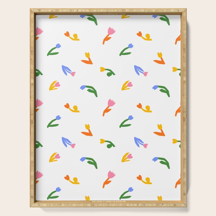 Colorful flower art patterm Serving Tray Gallery Image 1
