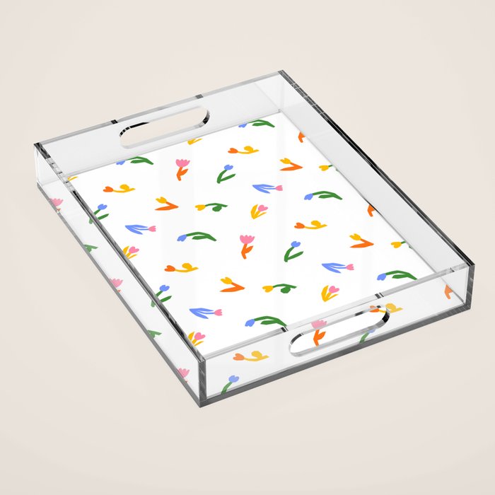 Colorful flower art patterm Acrylic Tray Gallery Image 1