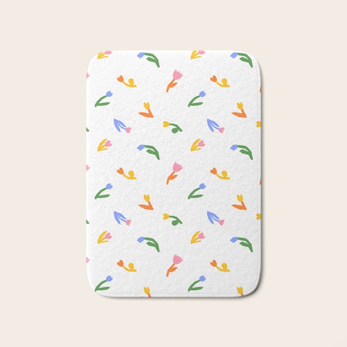 Colorful flower art patterm Bath Mat Gallery Image 1