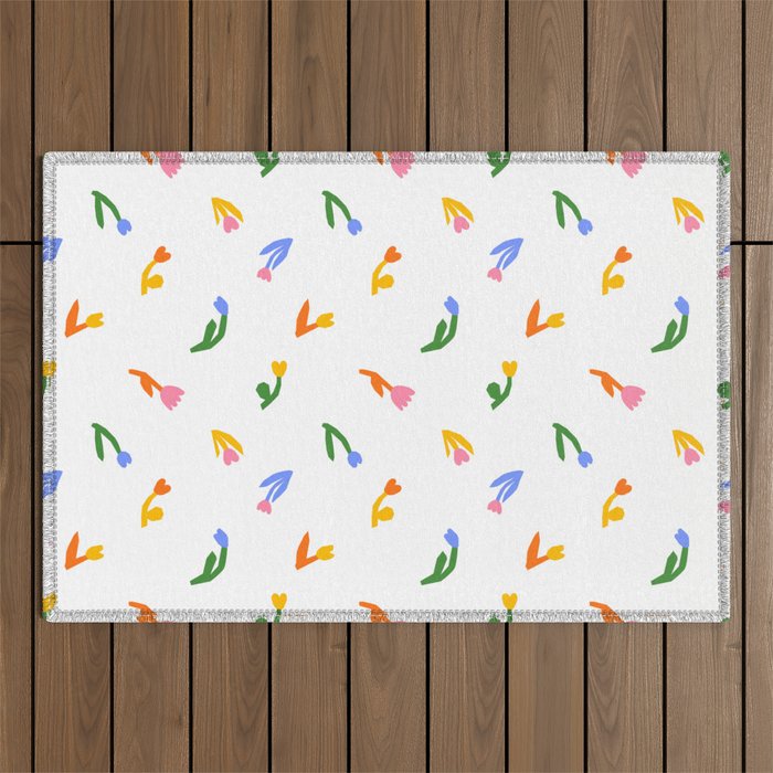 Colorful flower art patterm Outdoor Rug Gallery Image 1