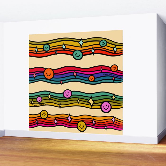 Smiley Print Wall Mural Gallery Image 2