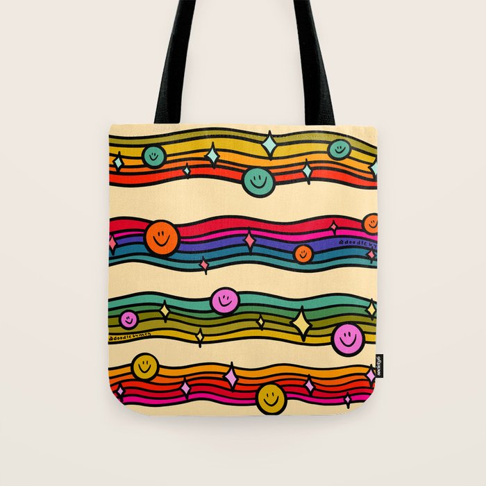 Smiley Print Tote Bag Gallery Image 1