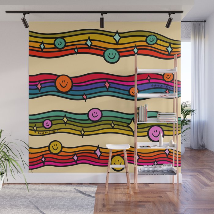 Smiley Print Wall Mural Gallery Image 1
